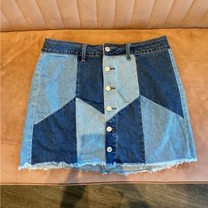 American Eagle Denim Color Blocked Patchwork Skirt